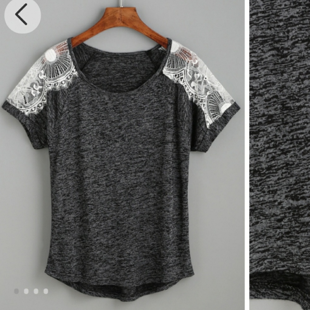 Lace Shoulder T-Shirt Size Small